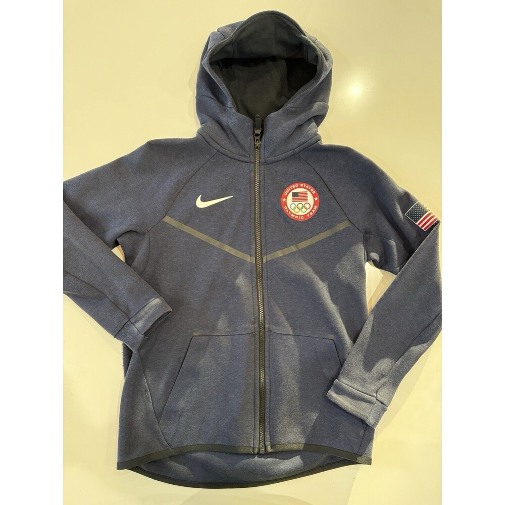 Nike Tech Fleece Windrunner Hoodie Womens Med Blue USA Olympic Team 2016 Jacket